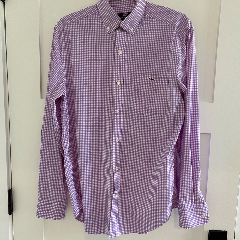 Men’s Vineyard Vines Wht/Lilac  Performance Button Down- Size SM - Picture 14 of 15